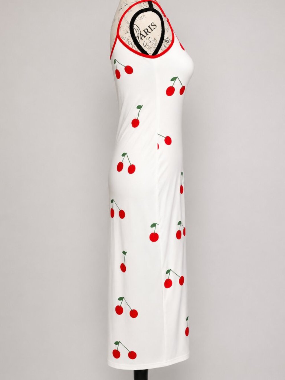 SHEIN Cherry Print Maxi Dress Womens Small White Red Fruit Print Spaghetti Strap - Picture 5 of 8